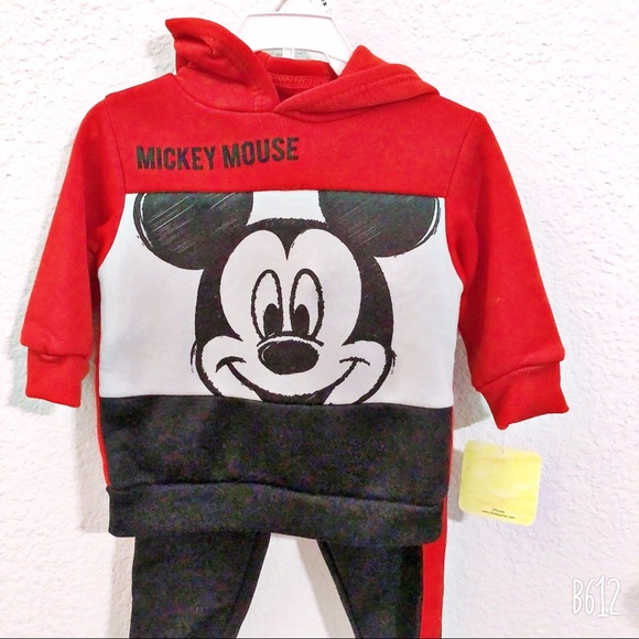 Disney Jr Mickey Mouse Hoodie 2-Piece in Red & Black & Size 12 Months New w/Tag - Picture 3 of 7